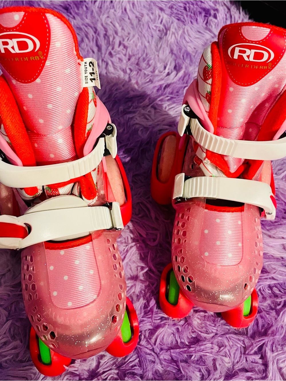 RD Pink Girl's Adjustable Roller Skates - Polka Dot size 11-2y